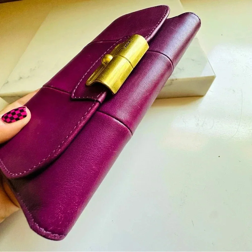 Coach Kristin Large Leather Checkbook Tri Fold Envelope Wallet